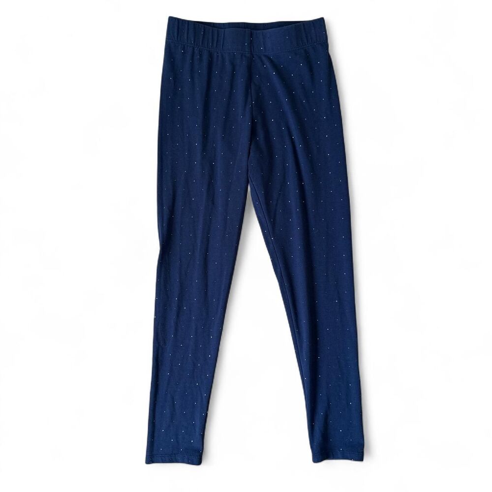 Girls Navy Blue Sparkle Rhinestone Leggings Size 7/8